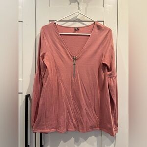 ASOS Maternity Dusty Pink Long Sleeve V-Neck Top with Zipper